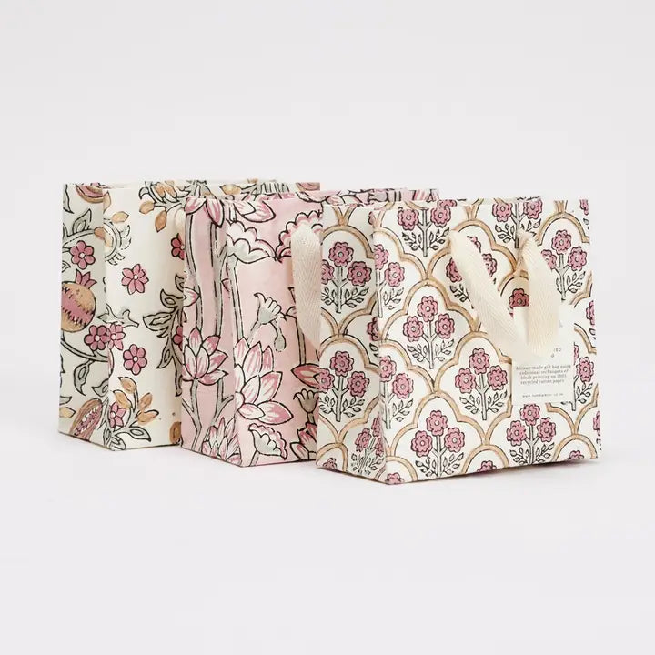 Floral Block Print Gift Bags