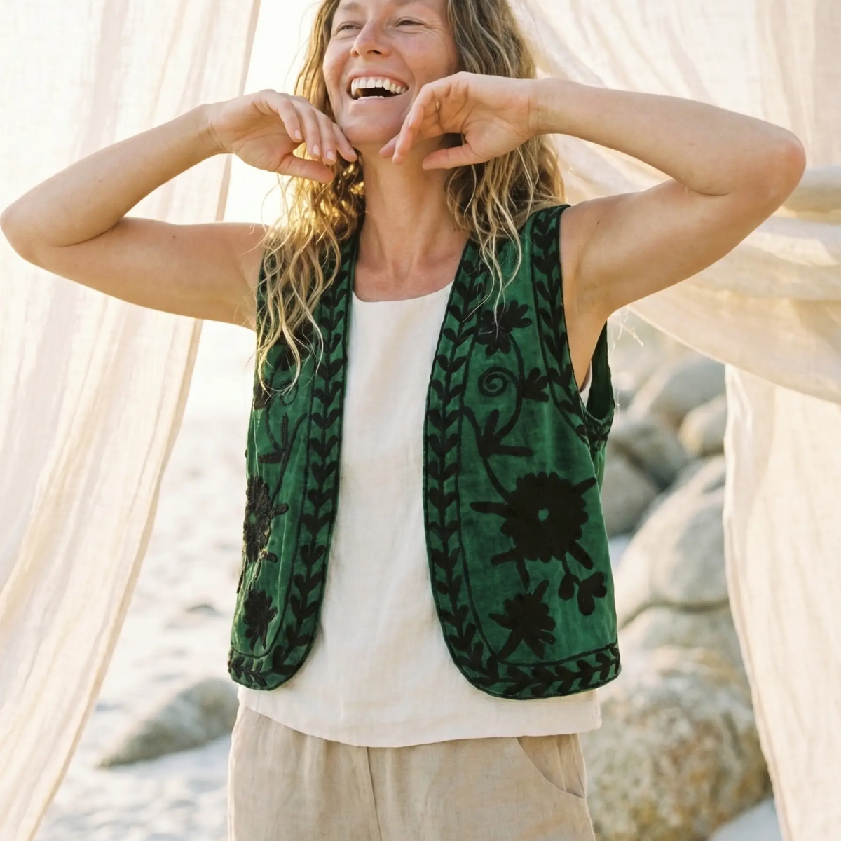 Velvet Embroidered Vest