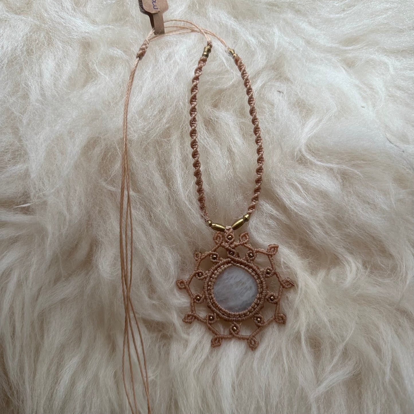 Rainbow Moonstone Macrame Necklace