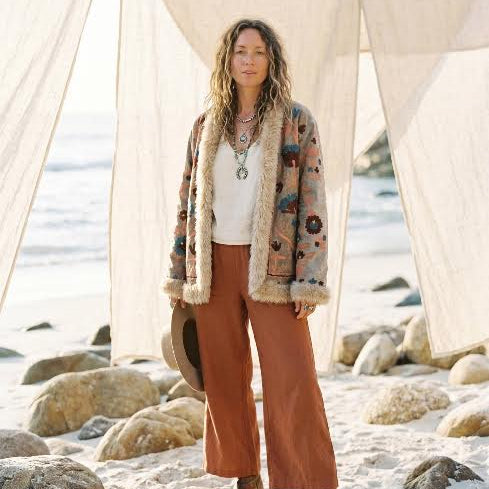 Fur Trim Embroidered coat