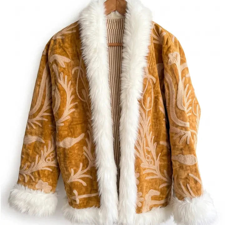Fur Trim Embroidered coat