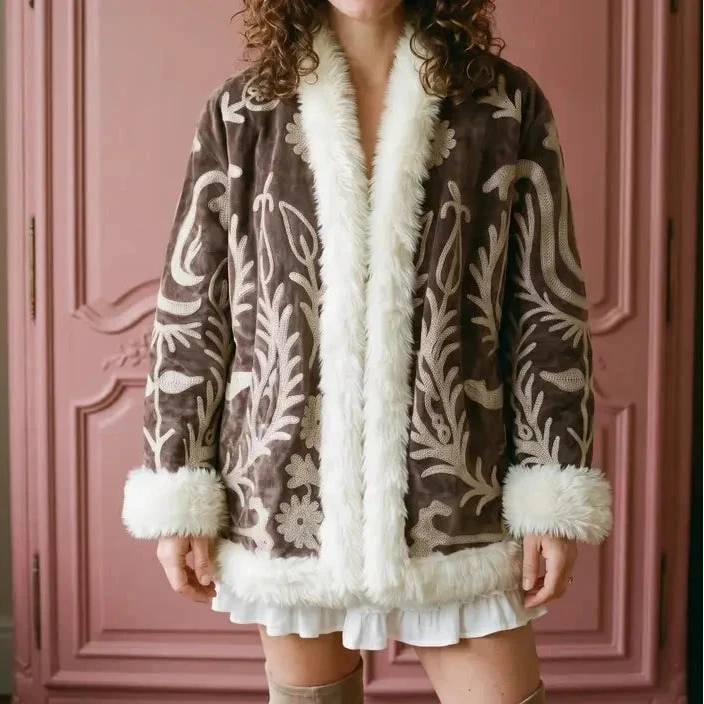 Fur Trim Embroidered coat
