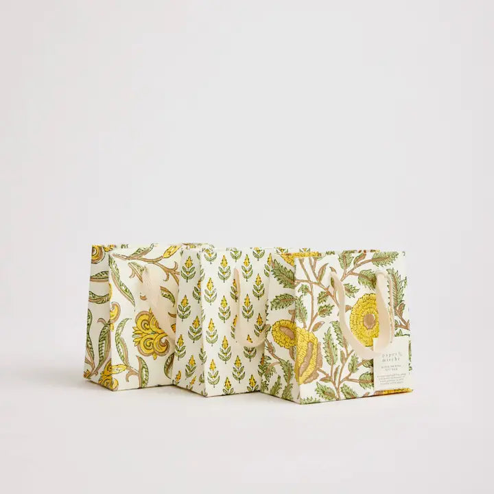 Floral Block Print Gift Bags