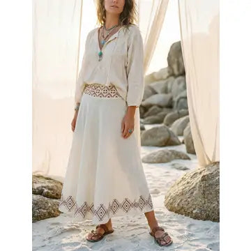 Block Printed Maxi Skirt