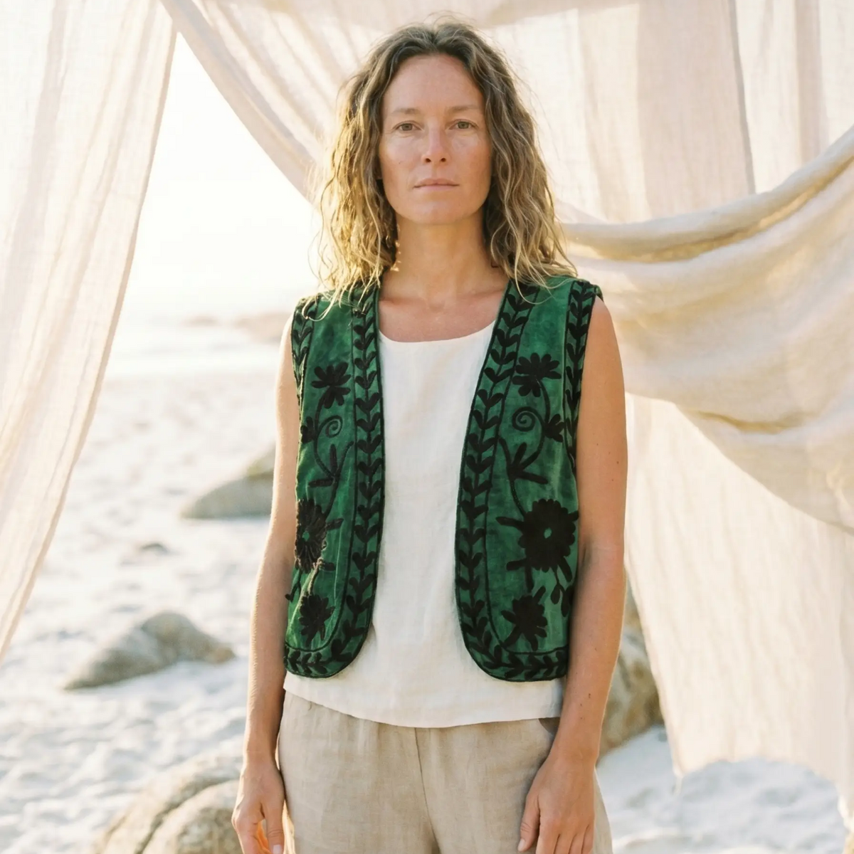 Velvet Embroidered Vest