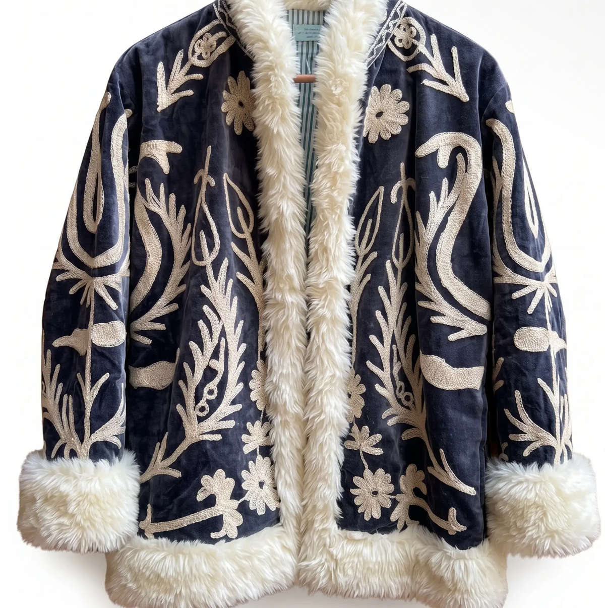 Fur Trim Embroidered coat