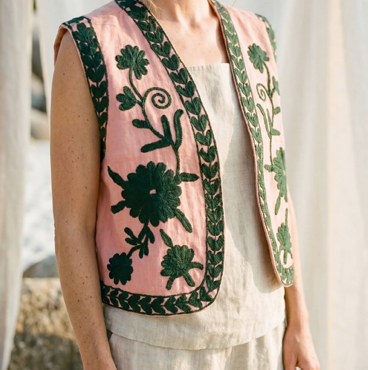 Velvet Embroidered Vest