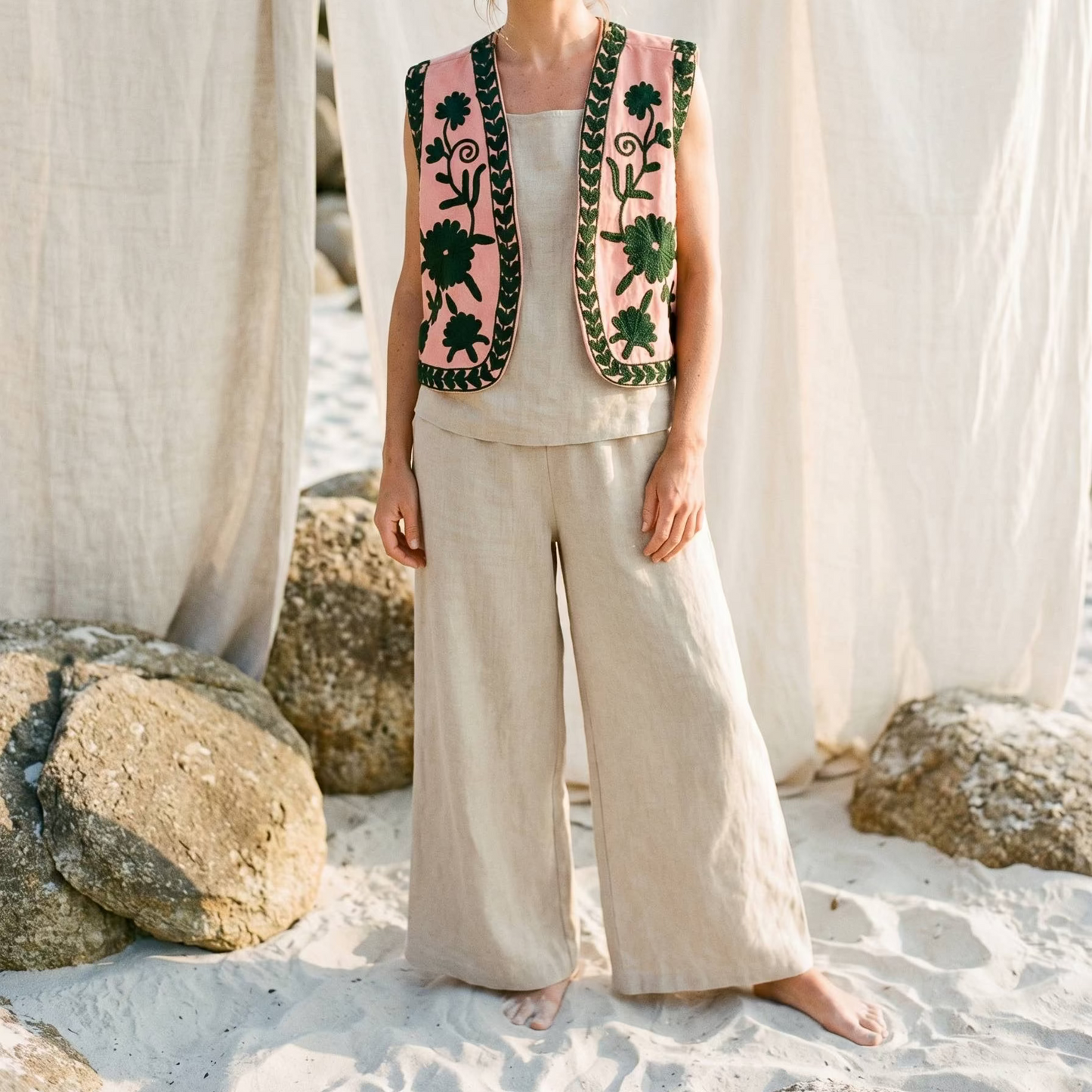 Velvet Embroidered Vest