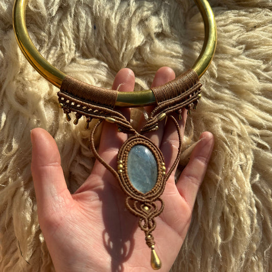 Labradorite Collar Macrame Necklace