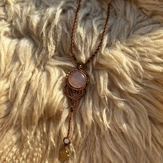 Rose Quartz Macrame Necklace