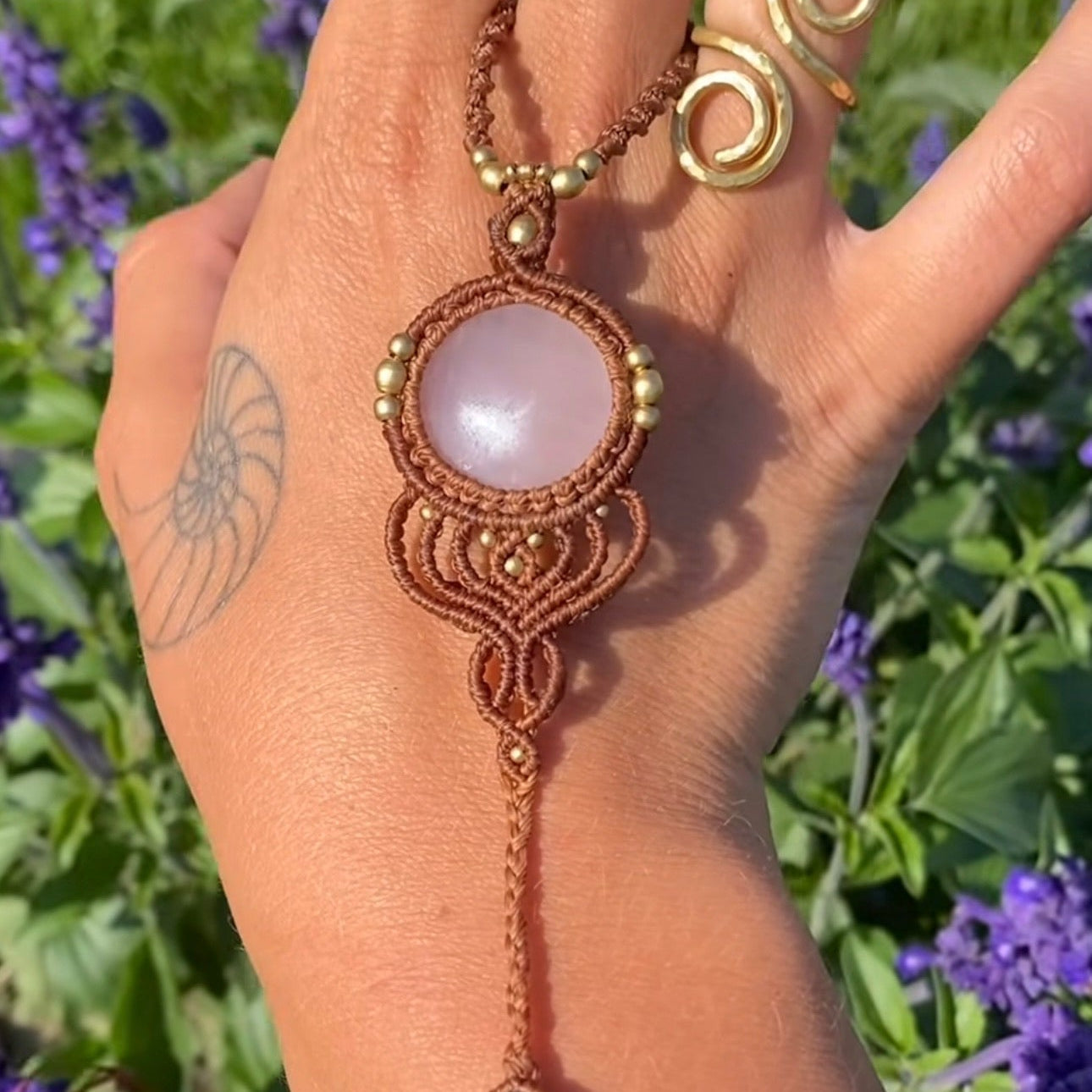 Rose Quartz Macrame Necklace