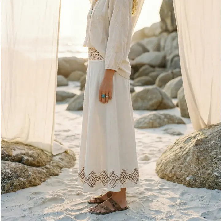 Block Printed Maxi Skirt