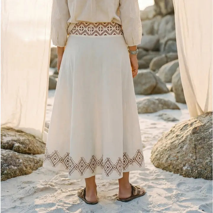 Block Printed Maxi Skirt