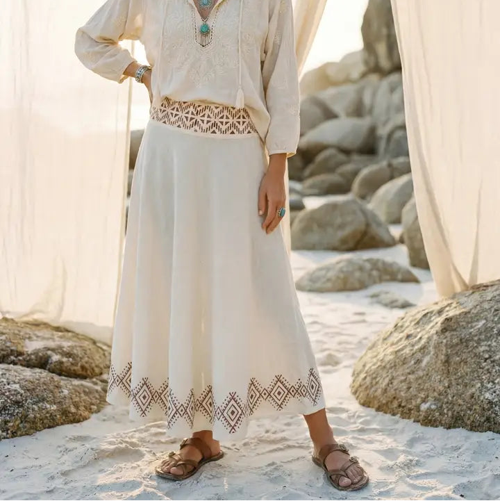 Block Printed Maxi Skirt