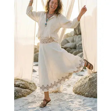 Block Printed Maxi Skirt