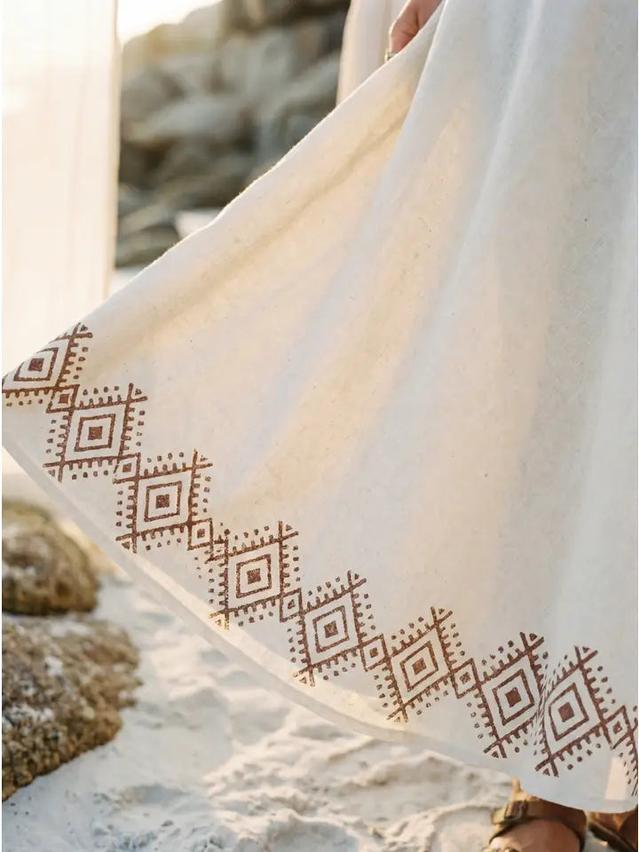 Block Printed Maxi Skirt