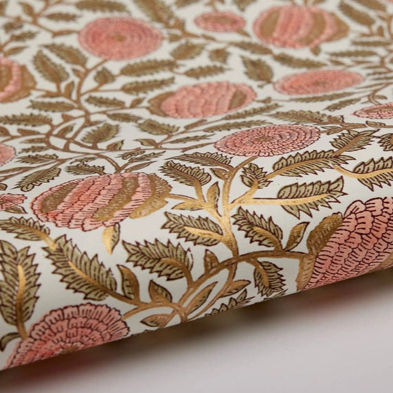 Floral Block Print Wrapping Paper