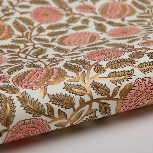 Floral Block Print Wrapping Paper