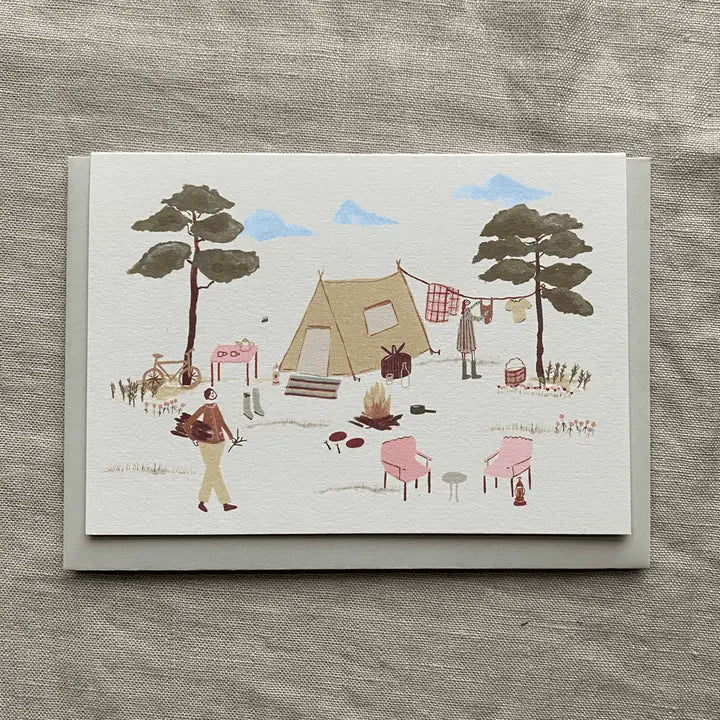 Camping Illustrated Greeting Card