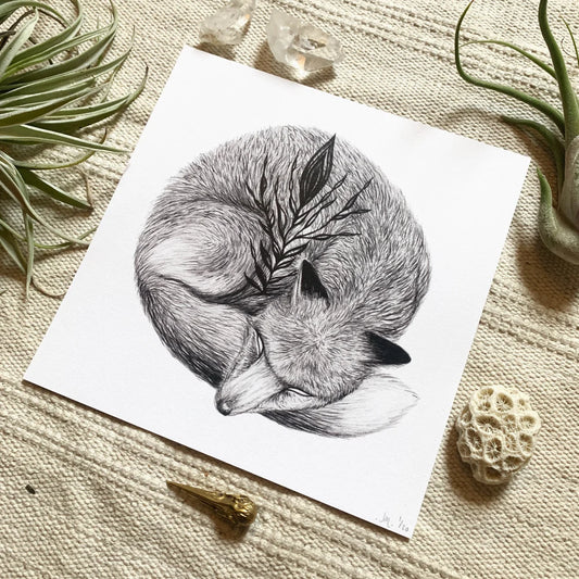 Sleepy Fox Print
